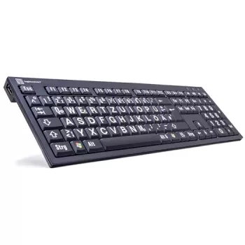 Teclado Logickeyboard XL Print USB QWERTZ Alemão Preto