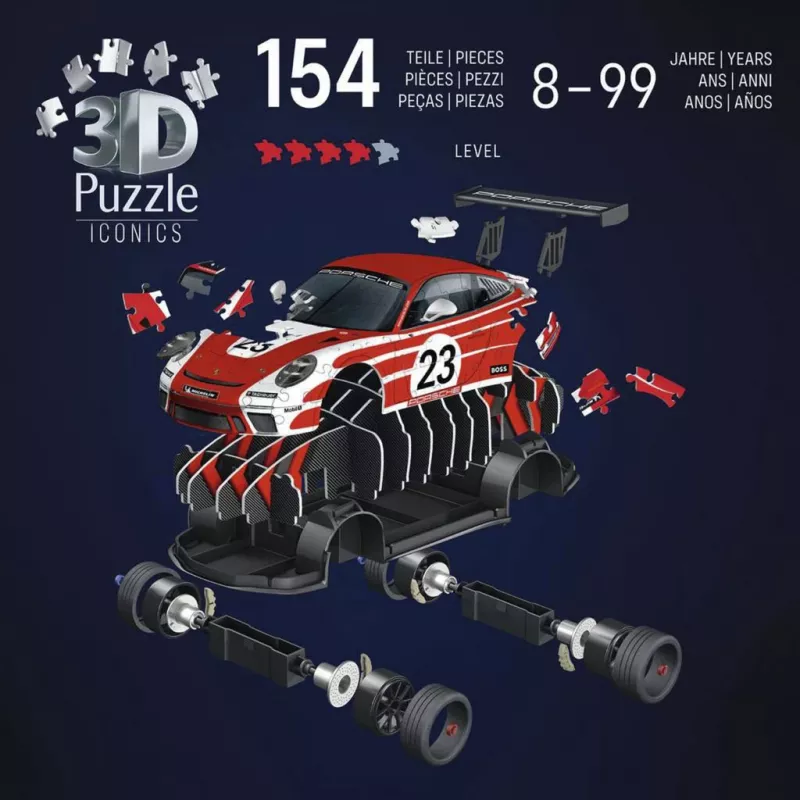 Puzzle 3D Ravensburger Porsche 911 «Salzburg Edition» – kit de montagem de modelo peça de colecionador (Ravensburger 12008038)