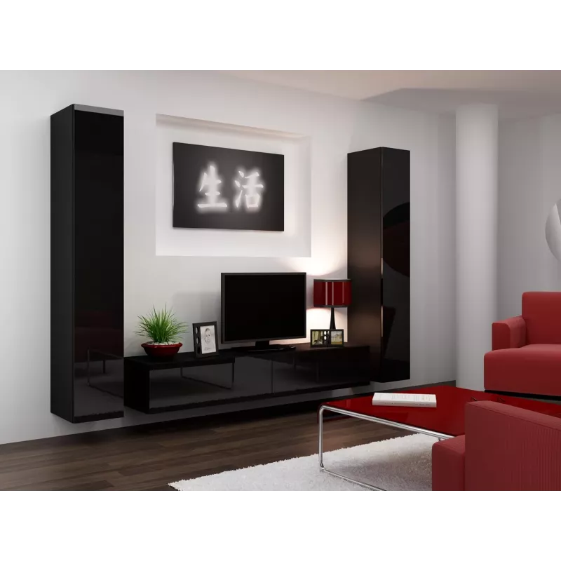 Armário fechado Cama VIGO '180' 180/40/30 preto/preto brilhante