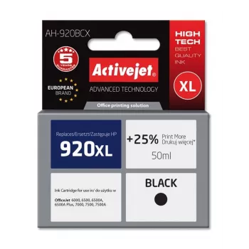 Tinteiro Activejet AH-920BCX (substituto para HP 920XL CD975AE; Premium; 50 ml; preto)