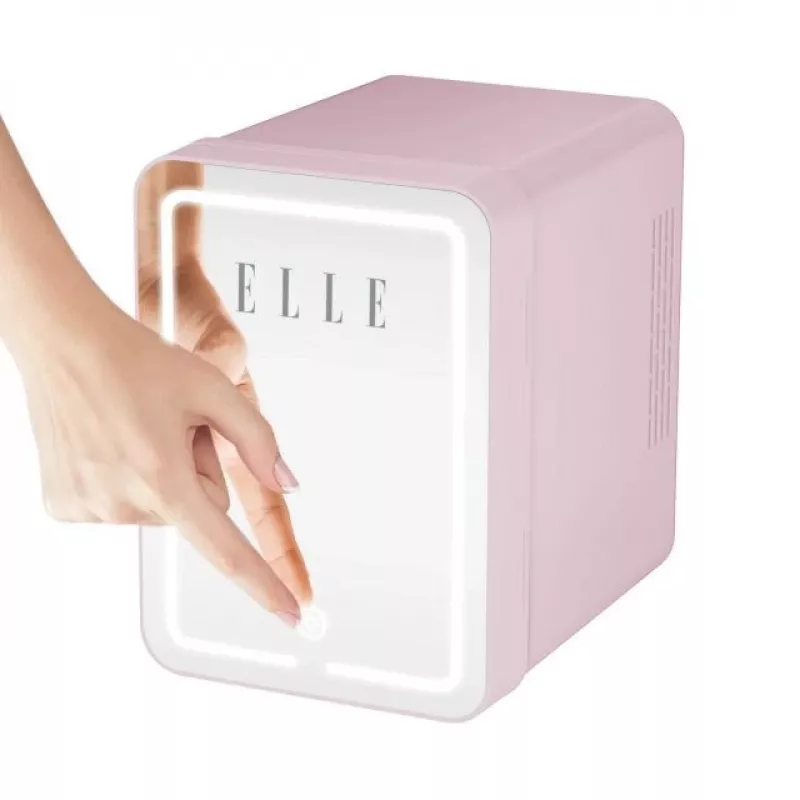 Mini-frigorífico com espelho de maquilhagem LED Elle ESDAFX04PUEU 4 L, roxo