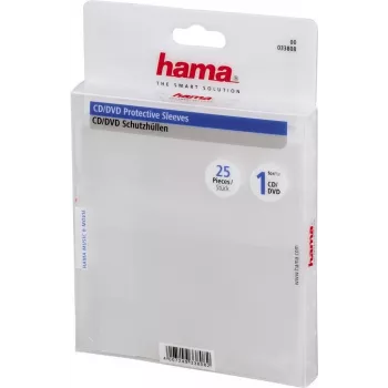 Hama capas de proteção para CD/DVD, embalagem com 25, 25 discos, transparente