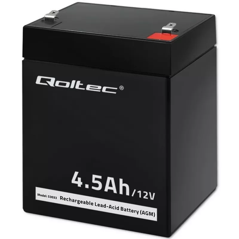 Qoltec 53033 bateria AGM 12 V 4,5 Ah, máx. 1,35 A, sem manutenção