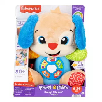 Brinquedo educativo interativo MATTEL Fisher-Price Cachorrinho Aprende e Ri JFD27 – luzes, sons, botões para aprendizagem precoce