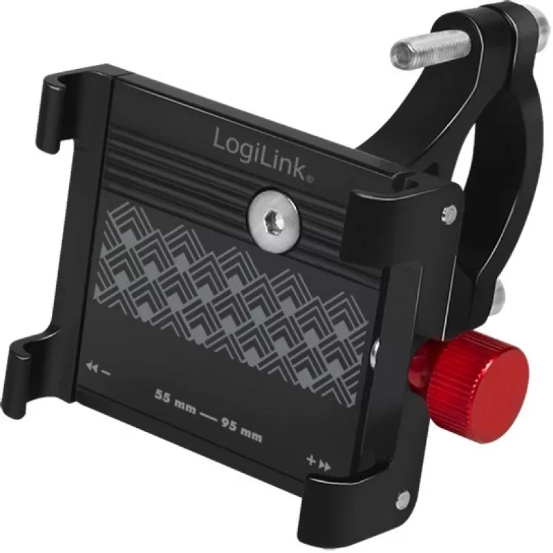 Suporte para smartphone de bicicleta LogiLink, fixo, preto/vermelho liga de alumínio de alta qualidade, adequado para dispositivos móveis - 1 unid. (AA0146)