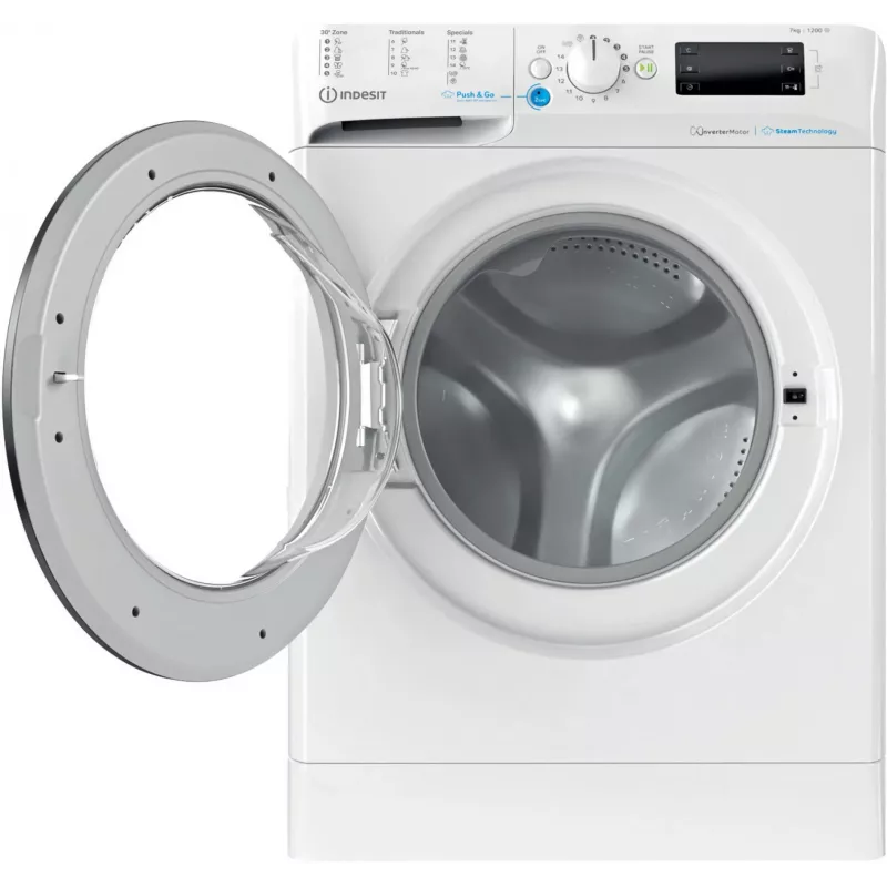 INDESIT | Máquina de lavar roupa | BWSE 71295X WBV EU | Classe de eficiência energética B | Carga frontal | Capacidade de lavagem 7 kg | 1200 rpm | Profundidade 43,5 cm | Largura 59,5 cm | Visor | Mostrador grande