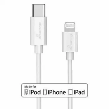 Cabo USB MediaRange MRCS215 1 m USB-C USB-C/Lightning branco