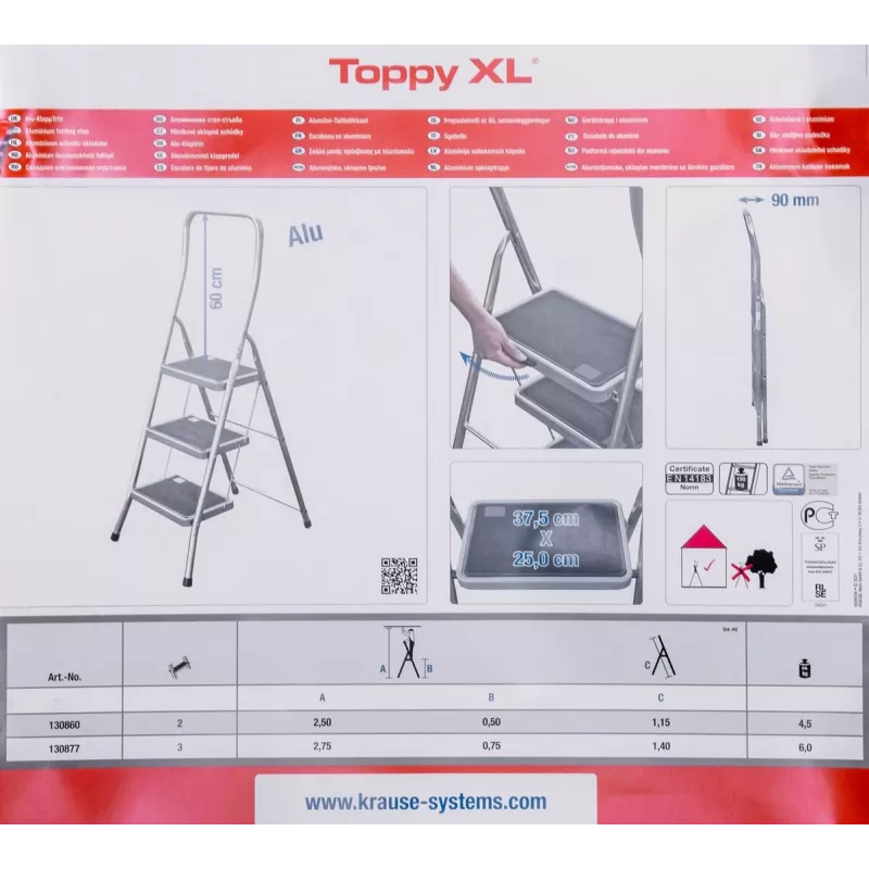 Escadote dobrável Krause Toppy XL prateado