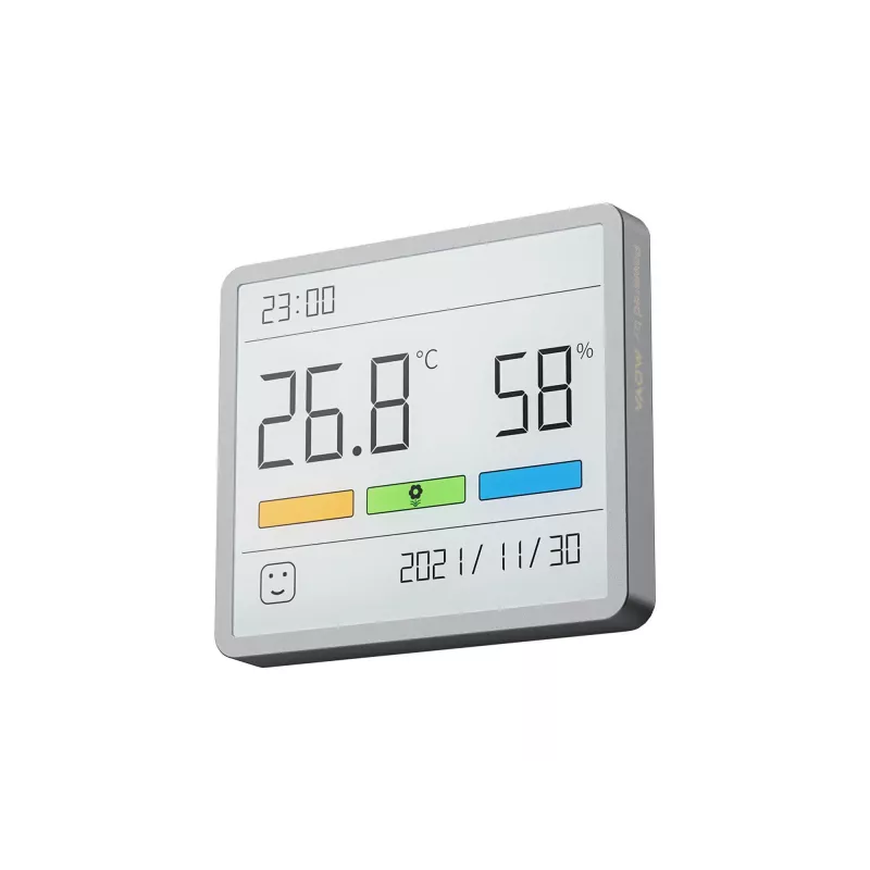 Higrómetro, termómetro e relógio combinados MOVA MTHM01 – unidade interior digital para medir a humidade relativa e a temperatura, compacta para secretária, prateleira ou parede