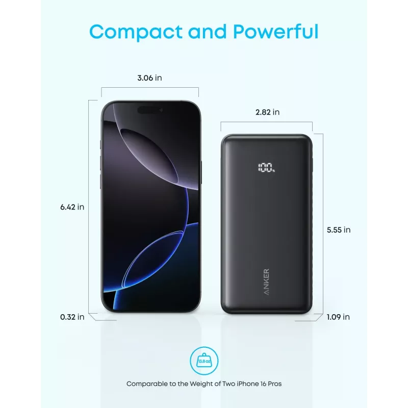 Anker Power Bank, 22,5 W | Zolo A110EH11 | 20000 mAh | USB-C | preto