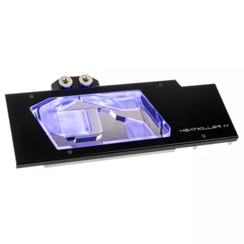 Bloco de água para GPU com cobertura total Watercool Heatkiller IV para Radeon RX 5700 / XT, acrílico + níquel, RGB, preto