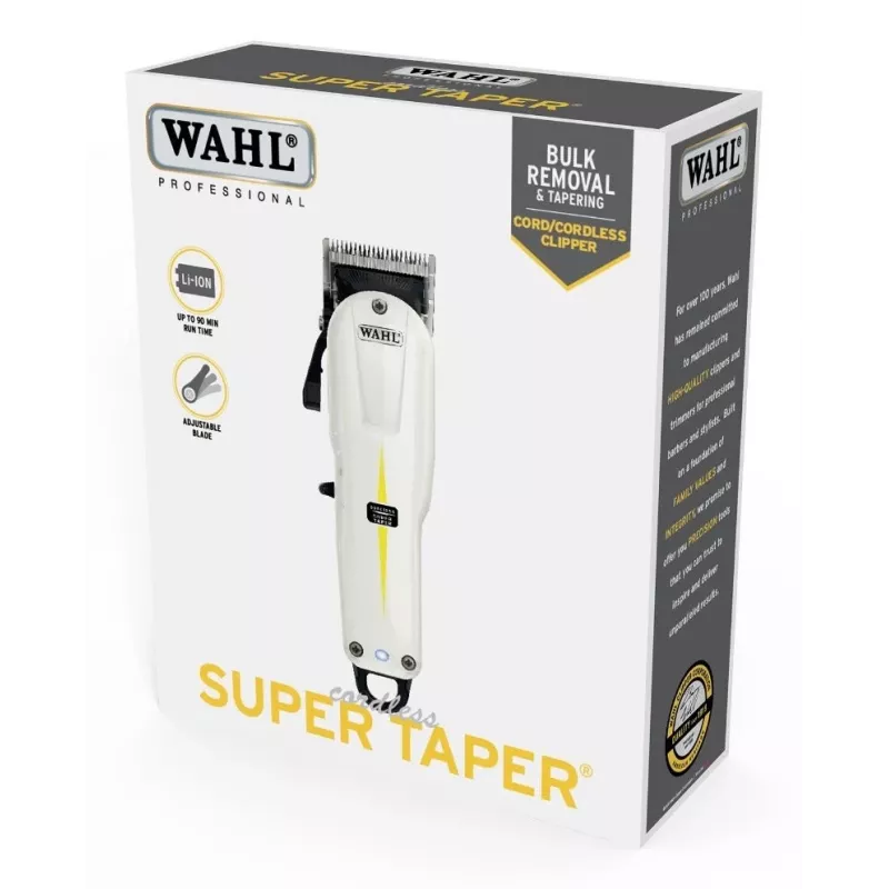 WAHL Cordless Super Taper preto, branco, iões de lítio (Li-Ion)