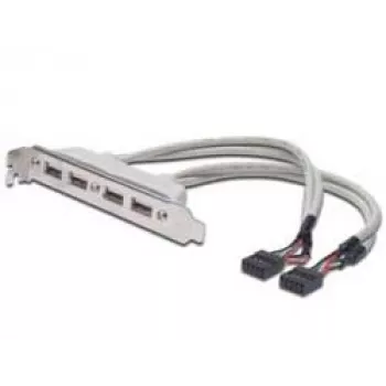 Cabo para chapa de slot USB 2.0 HighSpeed Tipo 2xIDC (5pin)/4xUSB A M/F cinzento 0,25 m