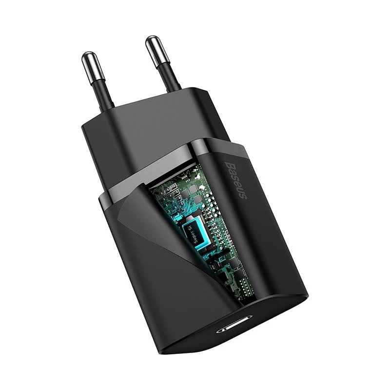 Carregador rápido Baseus Super Si 1C 20W com cabo USB-C para Lightning 1m (preto)