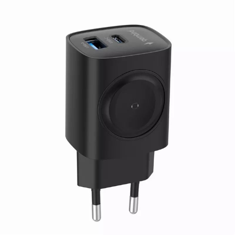 Carregador USB-A USB-C 20W PowerDelivery Quick Charge 3.0, preto
