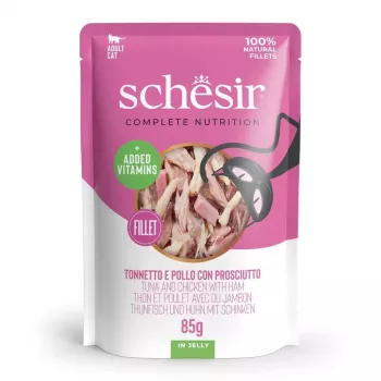 SCHESIR em Gelatina Atum e Frango com Presunto - Alimento húmido para gatos - 85 g