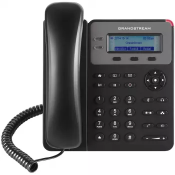 Telefone DECT Grandstream GXP1610 — preto, LCD 132×48 px, Headset (RJ-9), 1 auscultador, Agenda 500, Mãos livres