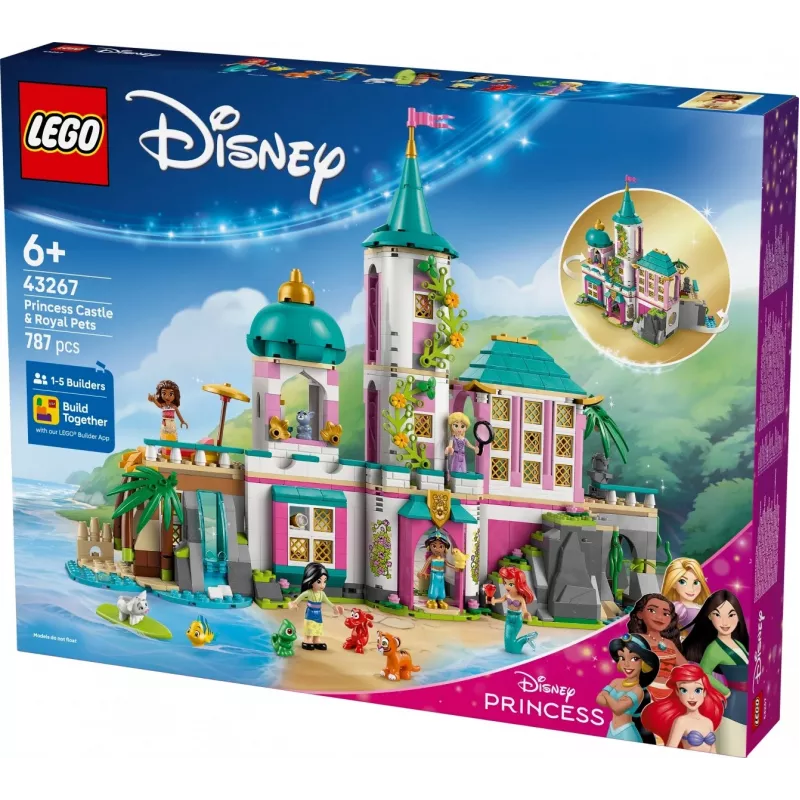 LEGO Disney Castelo da Princesa e animais de estimação reais conjunto de construção 43267 — 787 peças, 5 minifiguras, idade 6+, 320×460×100 mm