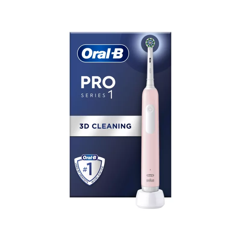 Escova de dentes elétrica Oral-B Pro Series 1 Cross Action para adulto, recarregável, rosa, número de cabeças de escova: 1, número de modos de escovagem: 3
