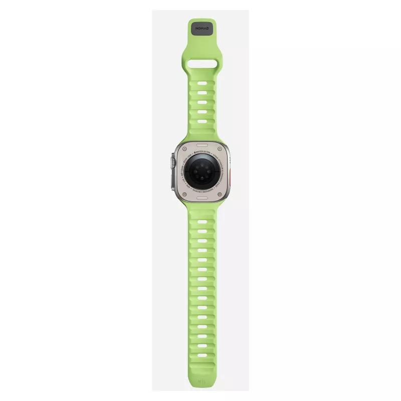 Pulseira Nomad Sport Band verde-clara de borracha — largura 21,5 mm, pulso 160–195 mm