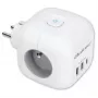 Régua de tomadas QOLTEC 52548 com 3 tomadas AC e porta USB