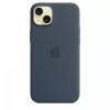 Capa de silicone Apple iPhone 15 Plus com MagSafe - Azul-tempestade