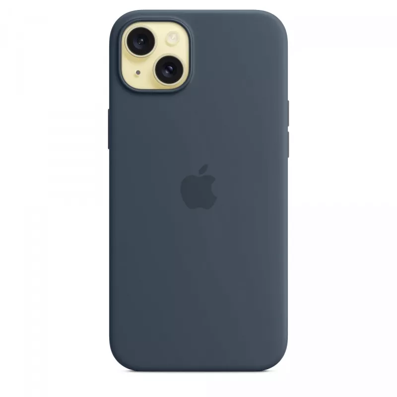 Capa de silicone Apple iPhone 15 Plus com MagSafe - Azul-tempestade
