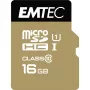 EMTEC Gold+ - Cartão de memória (adaptador SD incluído) - 16 GB - Classe 10 - microSD - Dourado (ECMSDM16GHC10GP)