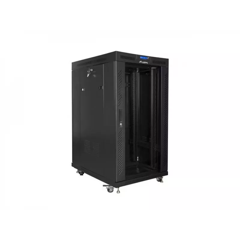 Armário de rack 19 polegadas 22U 800x1000 Portas de vidro LCD (Flat Pack) V2 preto