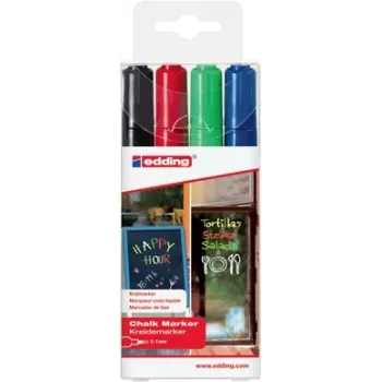Marcador de giz Edding 4095 Bullet Preto Azul Verde Vermelho