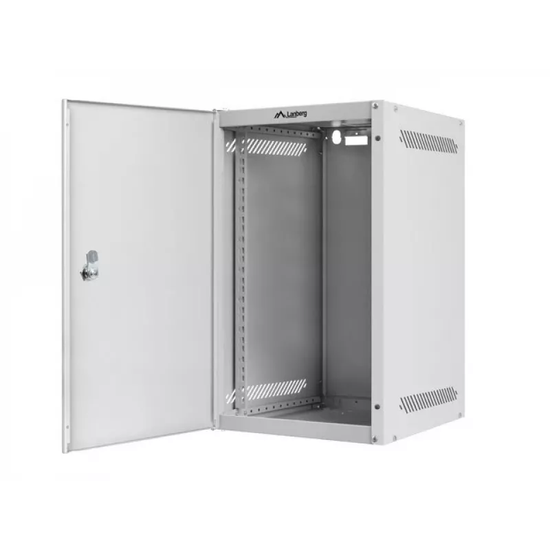 Lanberg WF10-2309-00S Armário rack de parede de 10 polegadas 9U, cinzento, porta metálica, 280x310 mm