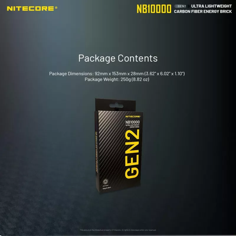 Powerbank portátil Nitecore NB10000 — 10000 mAh, USB‑A + USB‑C, 38 W saída total, cinzento