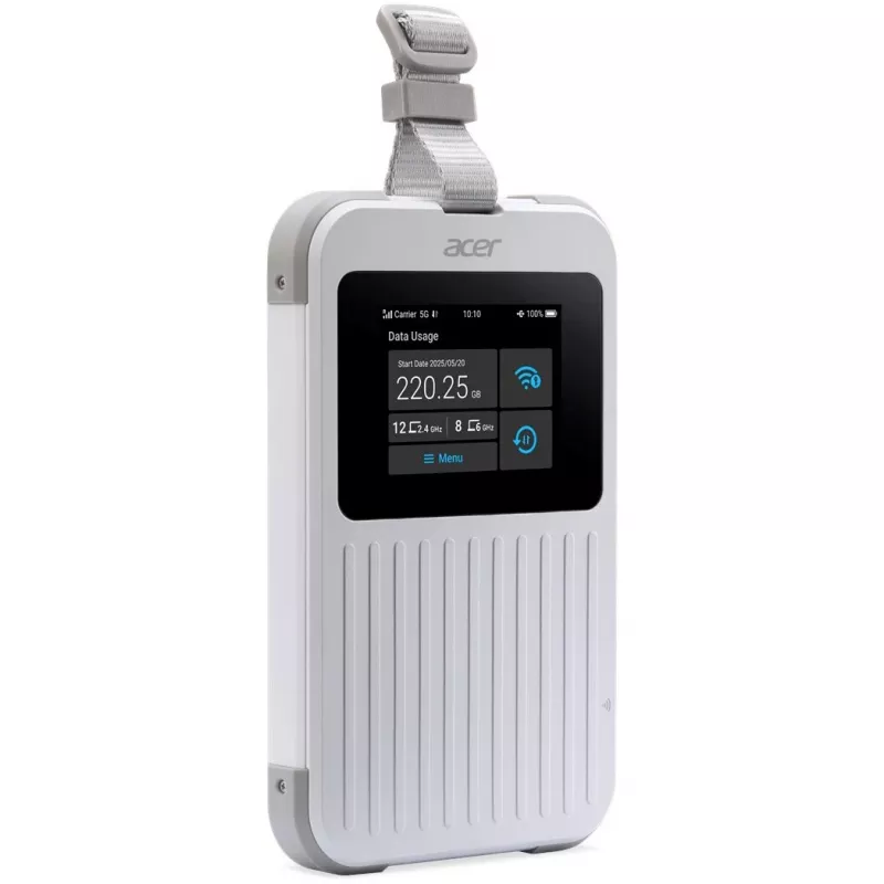 Acer Connect Enduro M6E 5G router hotspot móvel com 20GB, Wi-Fi 6E, dual-band (2,4 GHz + 5 GHz ou 2,4 GHz + 6 GHz), IP68, 8000 mAh, antenas internas 2x2
