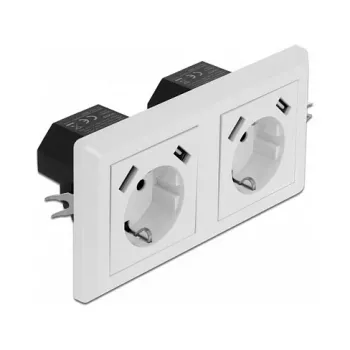 Tomada de parede DeLOCK 2 tomadas com 4 portas USB 2 x 2,8 A