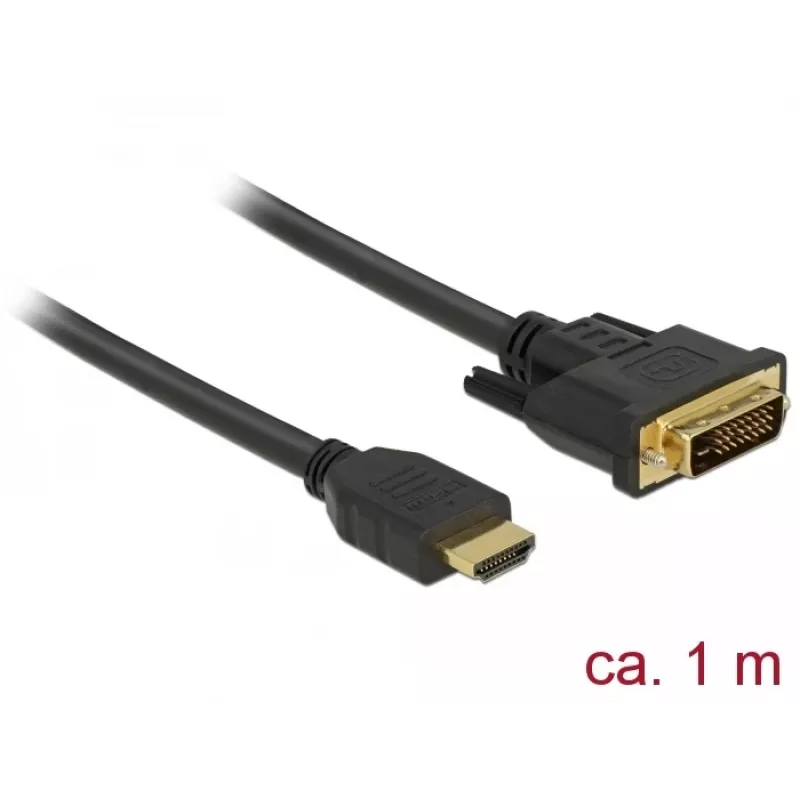 DeLOCK 85652 Adaptador de cabo de vídeo 1 m HDMI tipo A (Standard) DVI preto (85652)