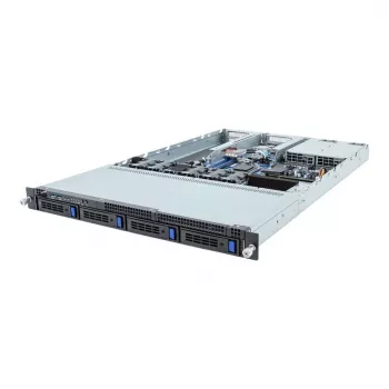Plataforma de servidor rack 1U GIGABYTE R133-C13-ACG1 — Placa-mãe AMD B650E, socket AM5, 4x slots DDR5 UDIMM, fonte de alimentação redundante de 800 W, 4x baías de 2,5 polegadas/3,5 polegadas