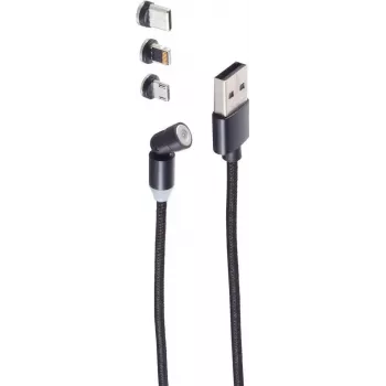 Cabo USB ShiverPeaks BS14-19001 1 m USB A USB C/Micro-USB B preto