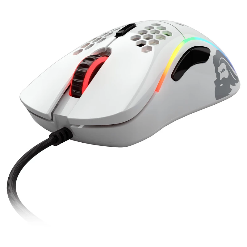 Rato gaming Glorious Model D - branco, brilhante + fita aderente - preto