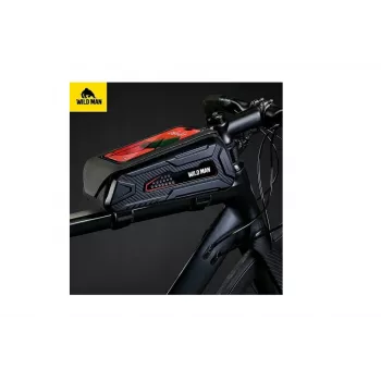 Bolsa de quadro de bicicleta Wildman M90 com suporte para telemóvel preta