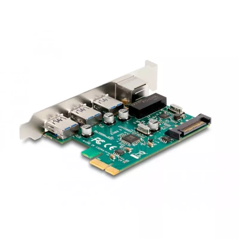 DeLOCK placa PCI Express x1, 3 x USB 5 Gbps tipo A, 1 x Gigabit LAN