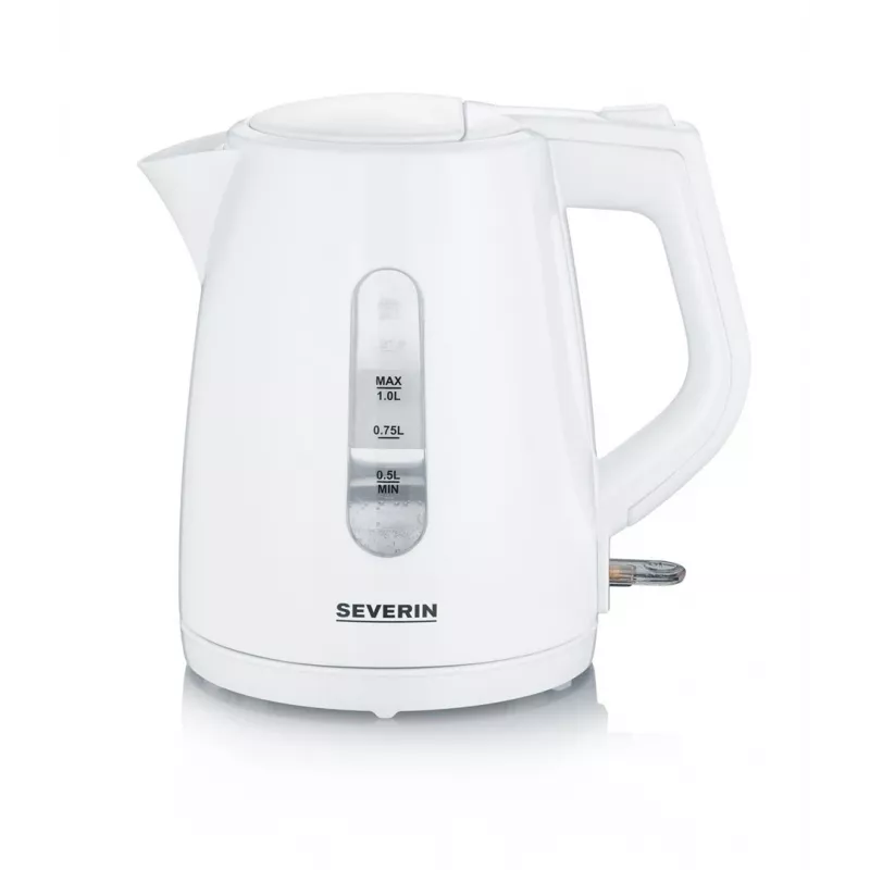 Chaleira elétrica SEVERIN 1 L 2200 W branca — sem fios, base de 360°, resistência oculta