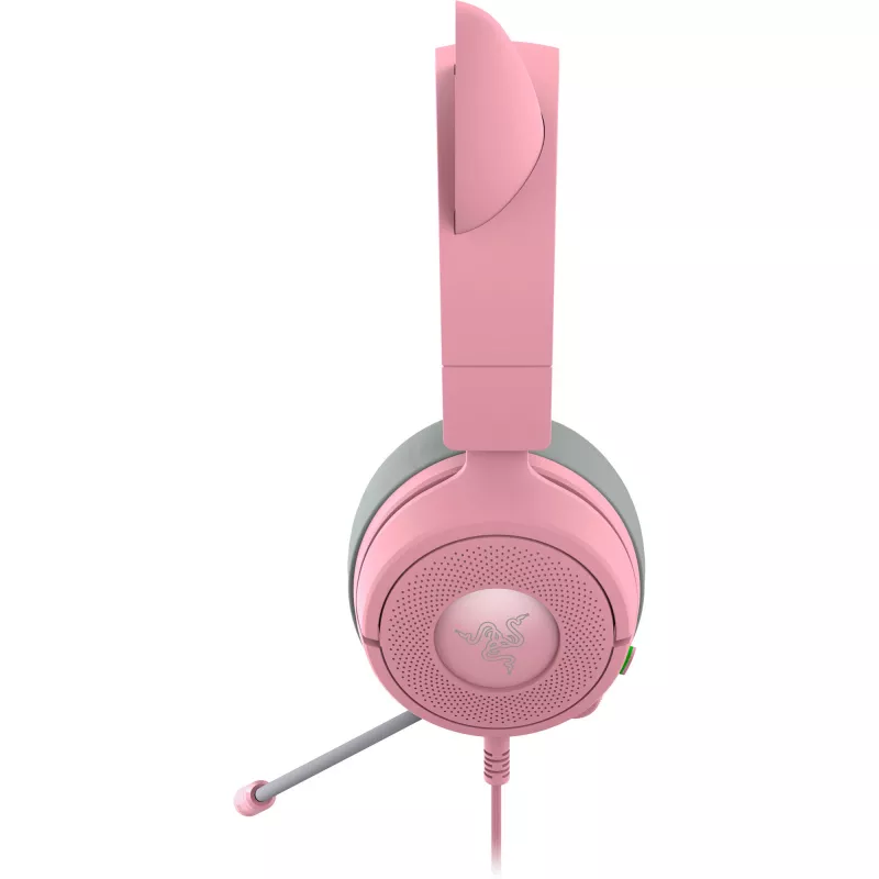 Auscultadores Razer Kraken Kitty V3 X — Com fios, USB Type-A, Over-Ear, 20–28kHz, cabo de 1,3 m, Rosa