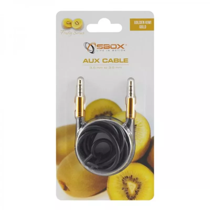 Cabo AUX Sbox 3535-1.5G 3,5mm para 3,5mm Golden Kiwi dourado