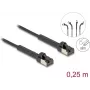 Cabo de rede DeLOCK RJ45 fino Cat.6A U/FTP 0,25 m preto