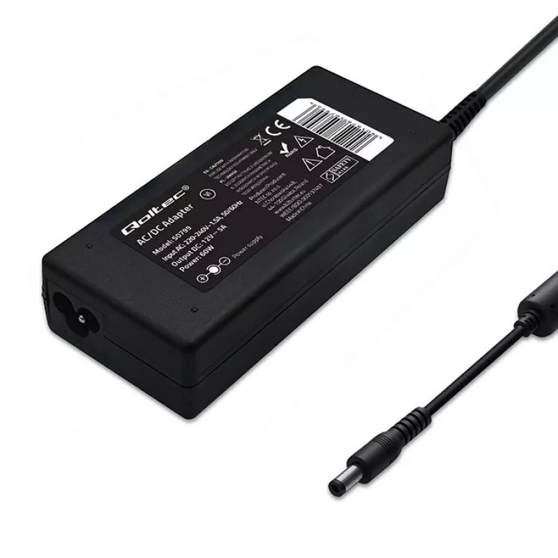 Fonte de alimentação de secretária QOLTEC 60W 12V 5A para dispositivos portáteis