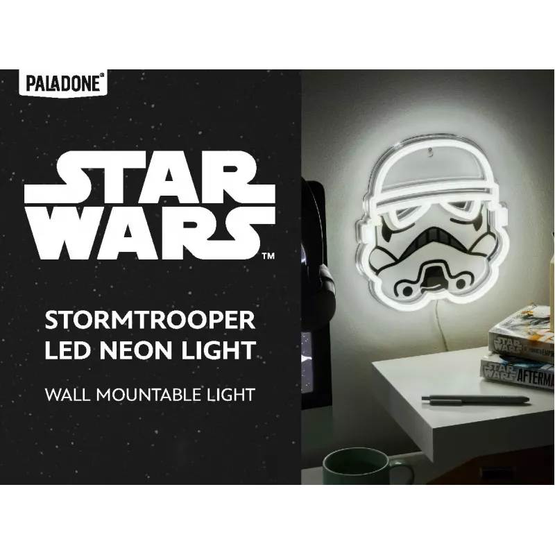 Luz néon LED de parede Paladone Stormtrooper modelo PP14595SWVN, iluminação decorativa Star Wars