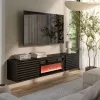 Móvel RTV Cama TULA 183x35x37 preto mate + lareira preta