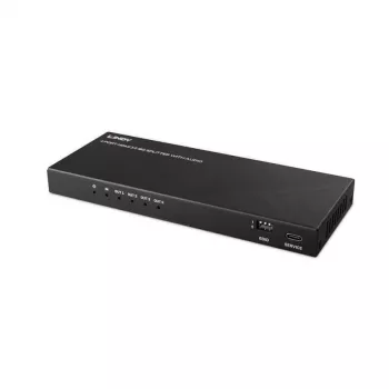 Splitter HDMI Lindy 4 portas 8K60 com áudio, HDMI, 4x HDMI, 3,5 mm, 7680 x 4320 píxeis, preto, metal