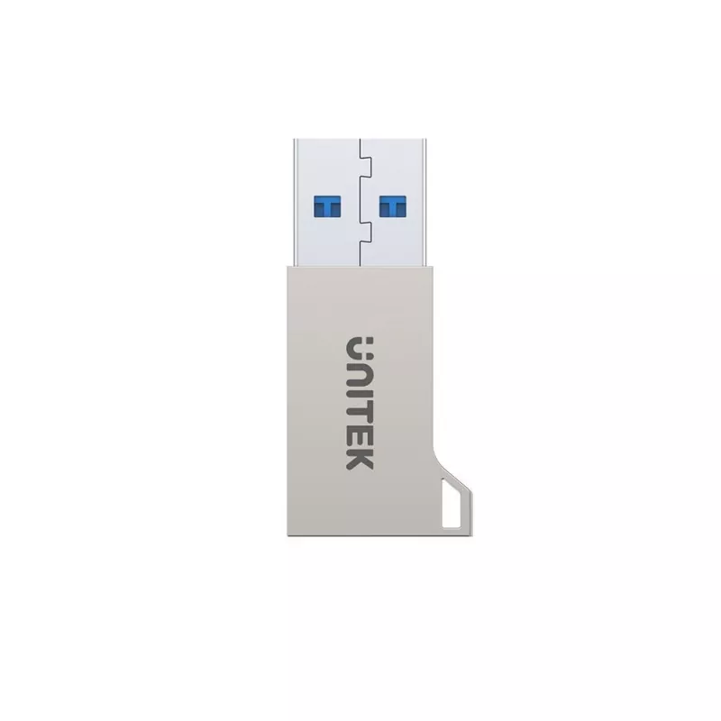 Unitek A1034NI adaptador de USB-A macho para USB-C fêmea, USB 3.1 Gen1, prateado