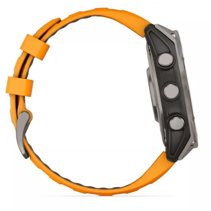 Garmin fenix 8 AMOLED Sapphire 47 mm relógio inteligente GPS, ecrã tátil de 3,56 cm (1,4") 454 x 454, Wi-Fi, titânio, bracelete de silicone Spark Orange/Graphite, grafite
